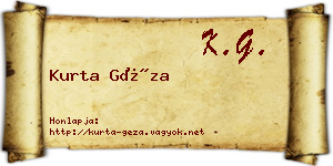 Kurta Géza névjegykártya